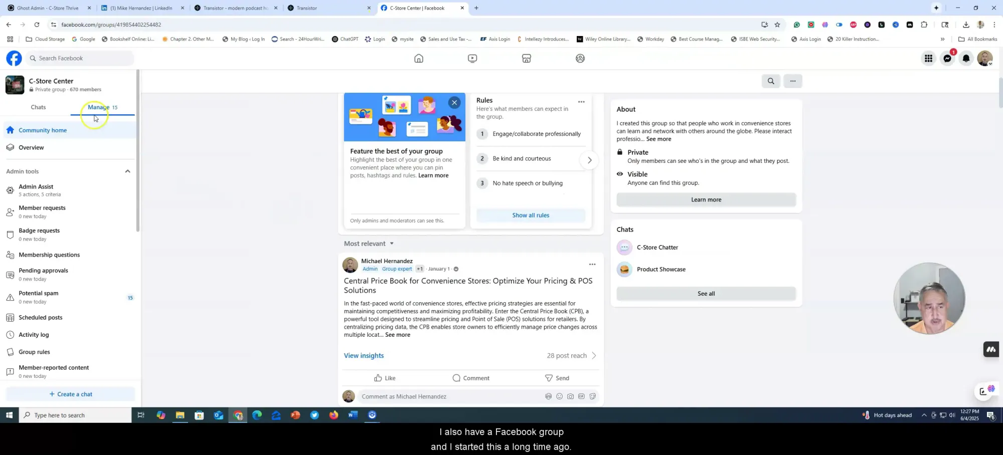 Facebook group for convenience store employees