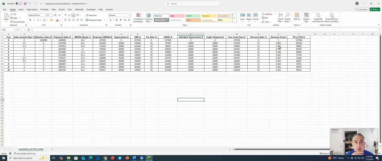 Open acquisition model ready for number inputs