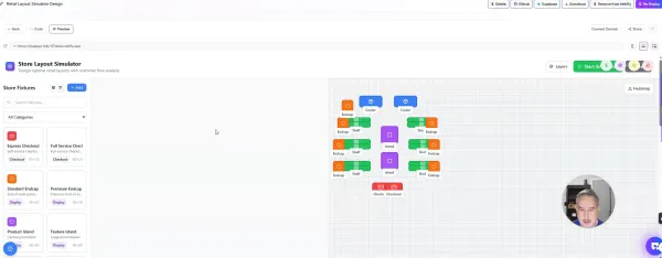 Store layout simulator interface showing initial setup