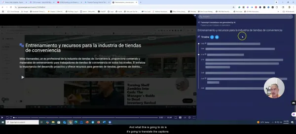 Selecting Spanish language for captions